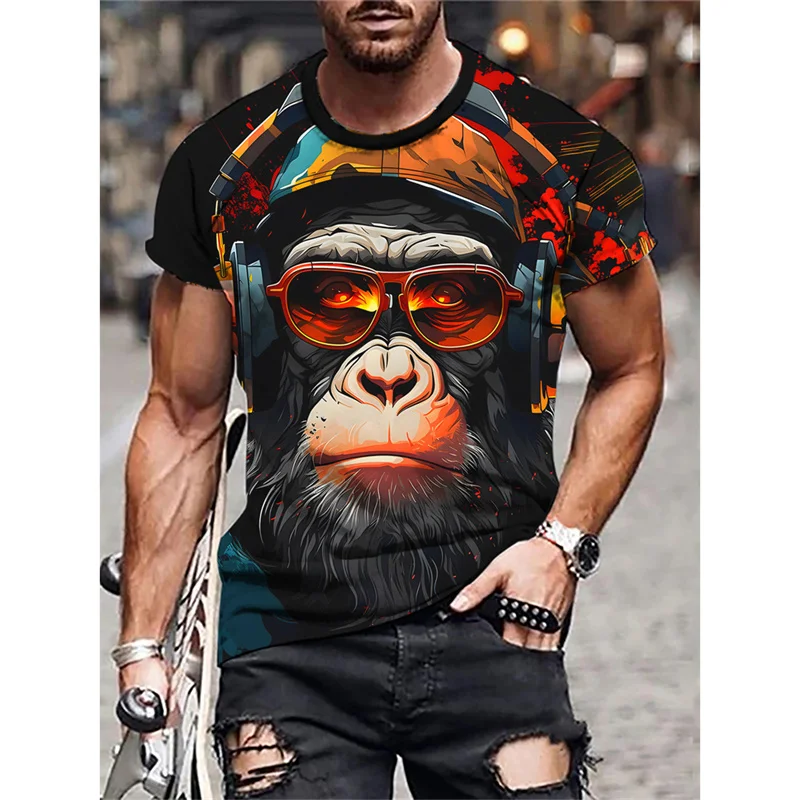 

Gorilla Pig Duck Pattern T-Shirt For Men Funny Animal 3D Printed Tees Fashion Breathable Street Casual T Shirts Short Sleeve Top