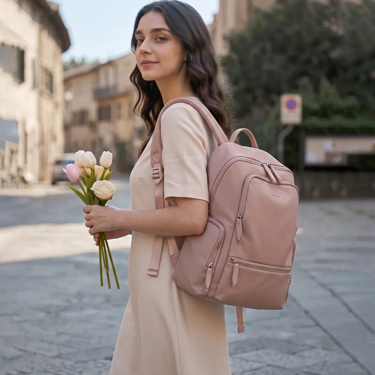 Lightweight Women Casual Backpack Commute Weekend Travel Laptop Bag 15.6 Inch Computer Compartment School Bag Female Students