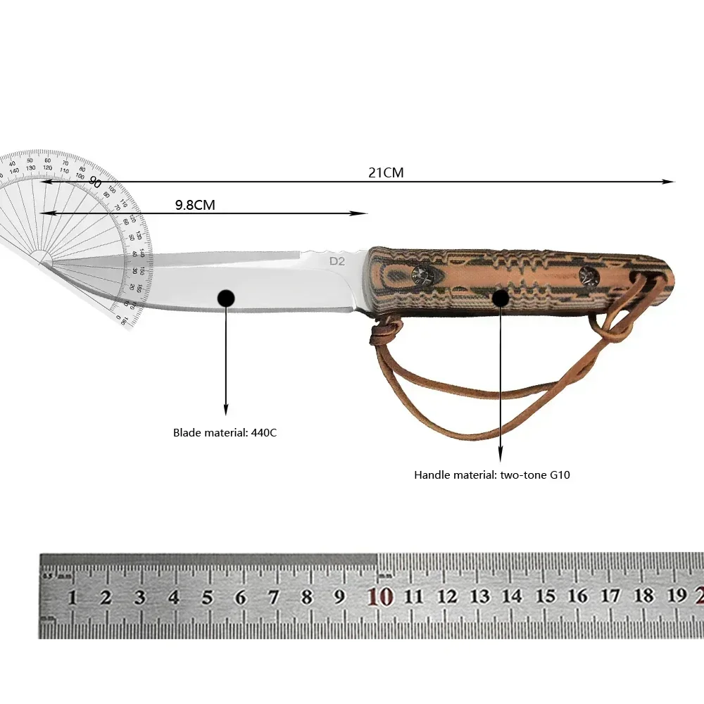 NEW ESEE Fixed Blade Knife High Hardness D2 Blade G10 Handle Outdoor Camping Fishing Survival Tools with K Sheath - view 6