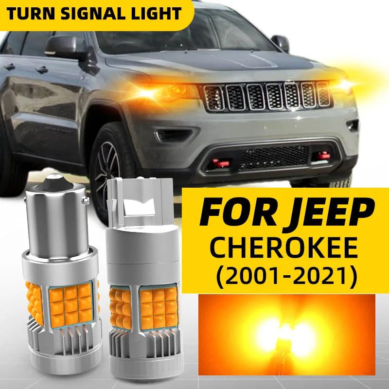 2pcs Car LED Turn Signal Direction Indicator Lamp Lights Bulbs Amber Front/Rear For Jeep Grand / Cherokee MK2/3/4/5 WK KJ KL