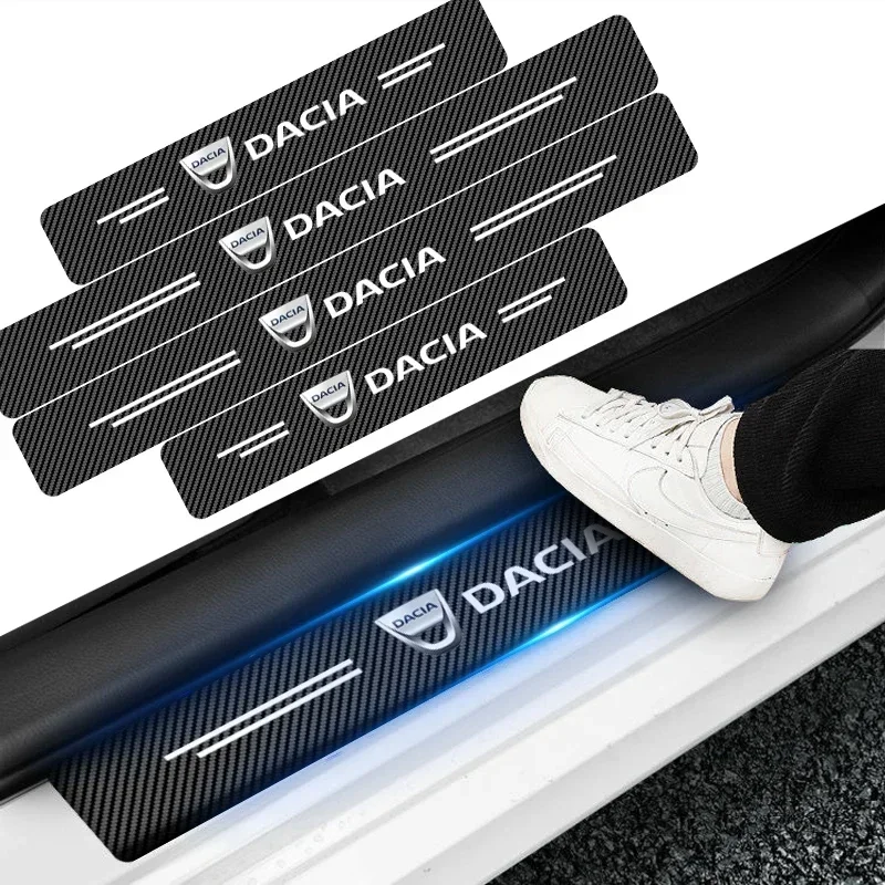 

Car Carbon Fiber Door Sill Sticker Anti-Scuff Plate Anti-Scratch Protective Decal 4pcs For Dacia Duster Logan MCV Sandero Dokker
