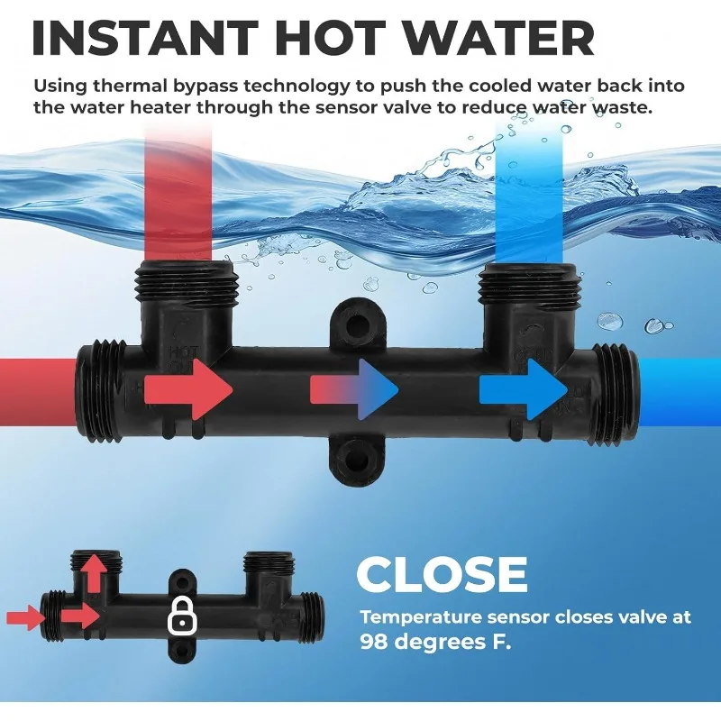 Система рециркуляционного насоса горячей воды с программируемым таймером для водонагревателей в резервуаре, мгновенной горячей воды, сенсорный клапан