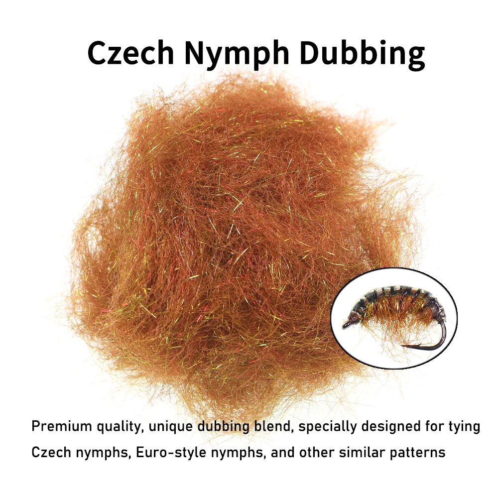 WIFREO 2g/bag 6 Colors Czech Nymph Dubbing Soft Fine Sparkling Fibers Fly Fishing Tying Material Synthetic Dub ﻿Scuds Shrimps