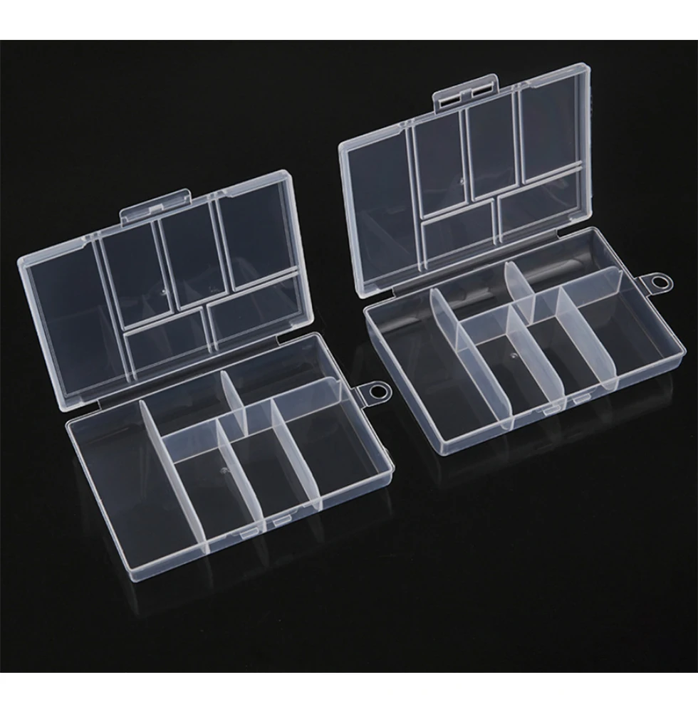 Fixed 6-grid bead storage box, transparent PP plastic components, jewelry packaging box, accessories, fish hook box