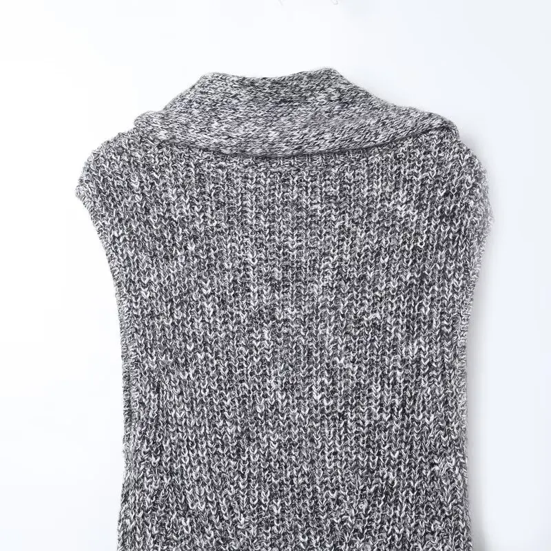 Women Scarf Collar Knitted Dress Female O-Neck Sleeveless Mini Dress Lady Fashionable Hem Tassel Burr Design Street Sweater Dres