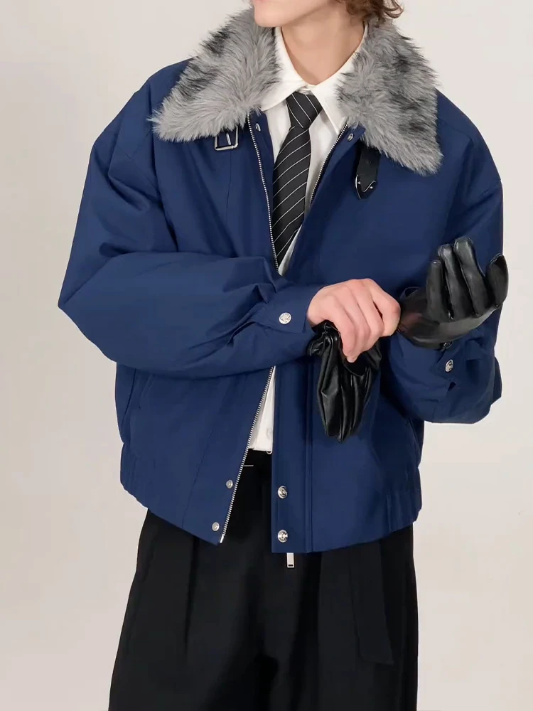 العصرية فو الفراء طوق سترات يندبروف معاطف الرجال 2025 شتاء جديد الراقية سميكة الدافئة معاطف الذكور طويلة الأكمام وسيم سترات #2