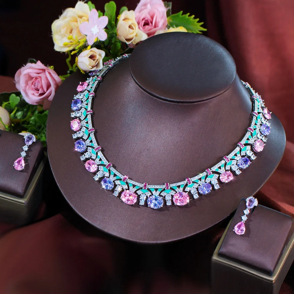 

Pera New Solid Jewellery Oil Painting Necklace Earrings Premium Multicolour 2Pcs Wedding Party Travel Women's Holiday Gift J010