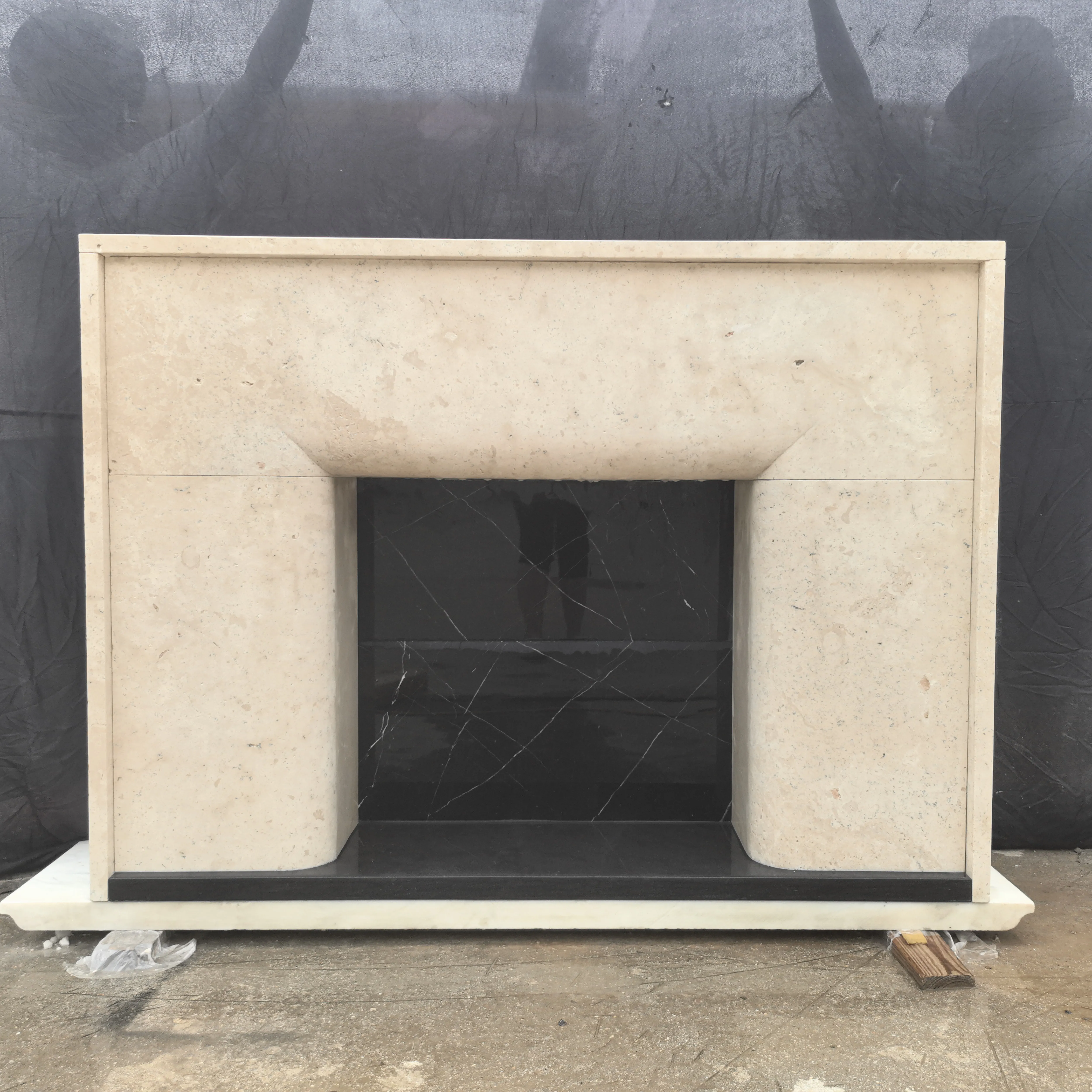 Marble fireplace French vintage living room American modern simple natural white travertine stone mantel decorative cabinet