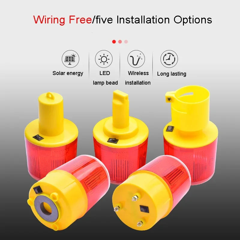 Free Shipping Solar Warning Light Traffic Warning Obstruction Light LED Emergency Indicator Lights Red Lamp Fishing Boats Light