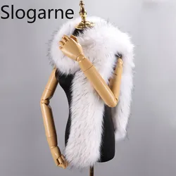 Bufanda larga de piel sintética para hombre y mujer, chal grueso y esponjoso de 2024 cm, calentador de cuello, silenciador, decoración de piel para fiesta, 180