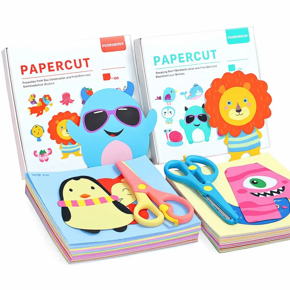 Safety Children Paper Cuttings Kits Development with Tool Kids Preschool Cutting Practice Training Paper Craft Supplies