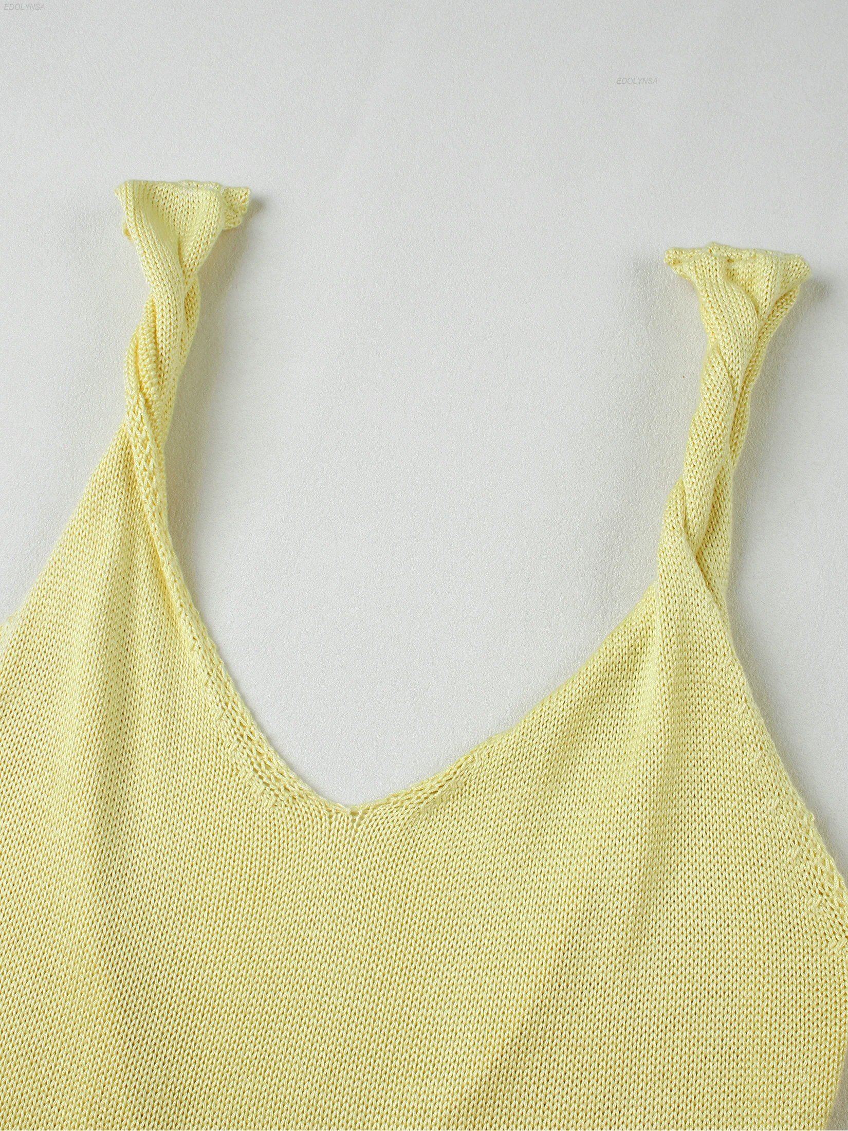 2025 Frauen Sommer Badeanzug Cover Up Sexy Butter Gelb Strand Mini Kleid Chic Träger V-ausschnitt Ärmellose Urlaub Party Kleider K215