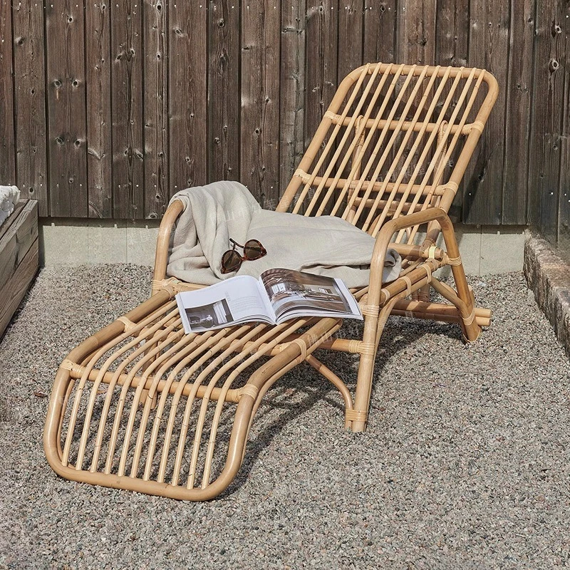 Rattan Sun Lounger Homestay Seaside Beach Swimming Pool Manto Rattan Wood Villa