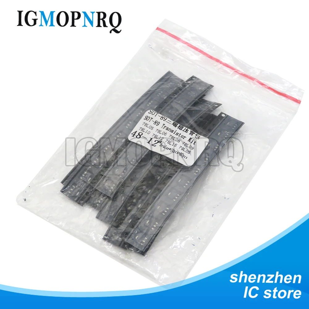 SOT-89 SMD transistor Assorted KIT Total 8Values X10pcs=80pcs contains 78L05 78L06 78L08 78L09 78L10 78L12 78L15 79L05