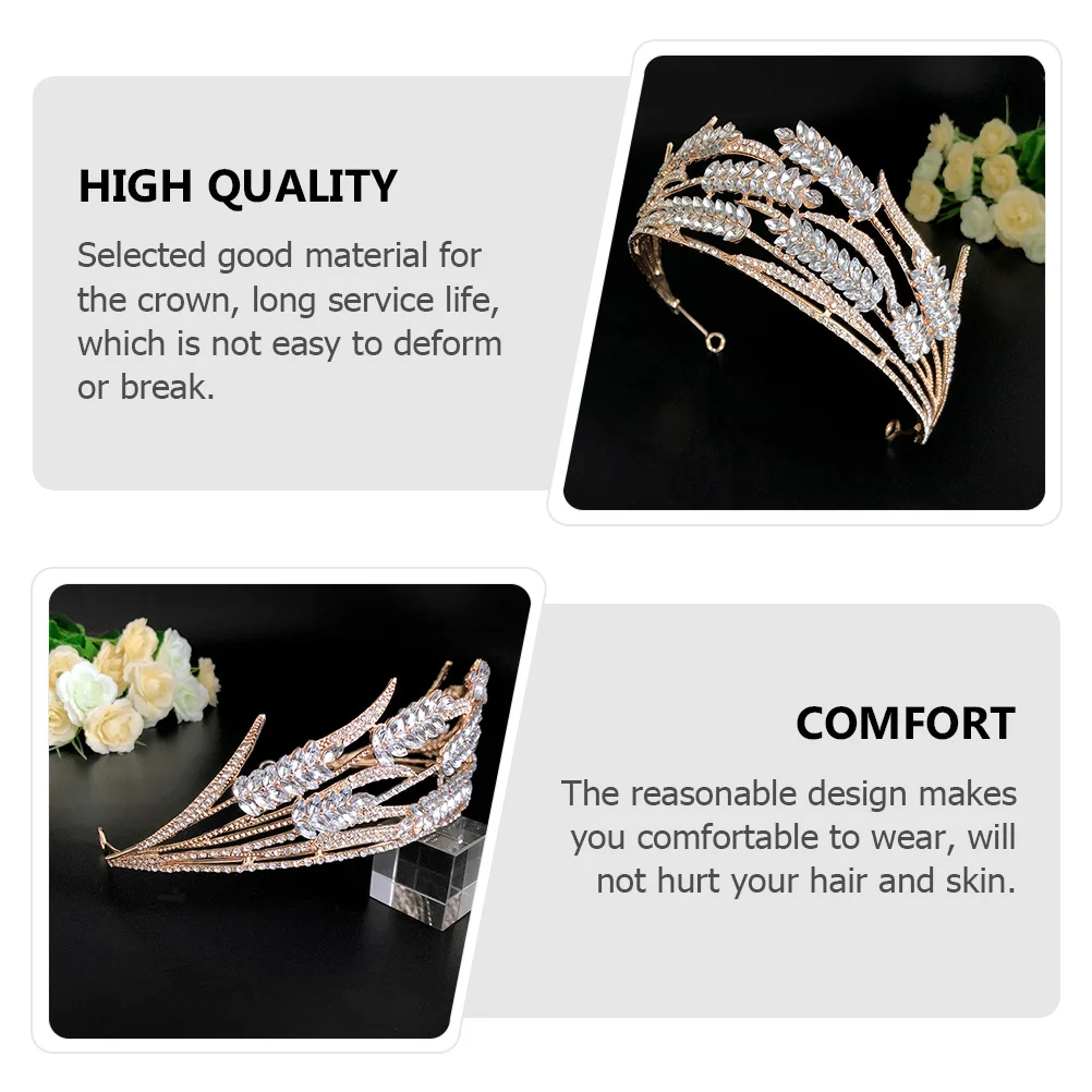 

1pc Baroque Style Crown Headdress Wedding Tiara Prop For Bride Shiny Girl Crown Decorative Headpiece Wedding Dress Accessory