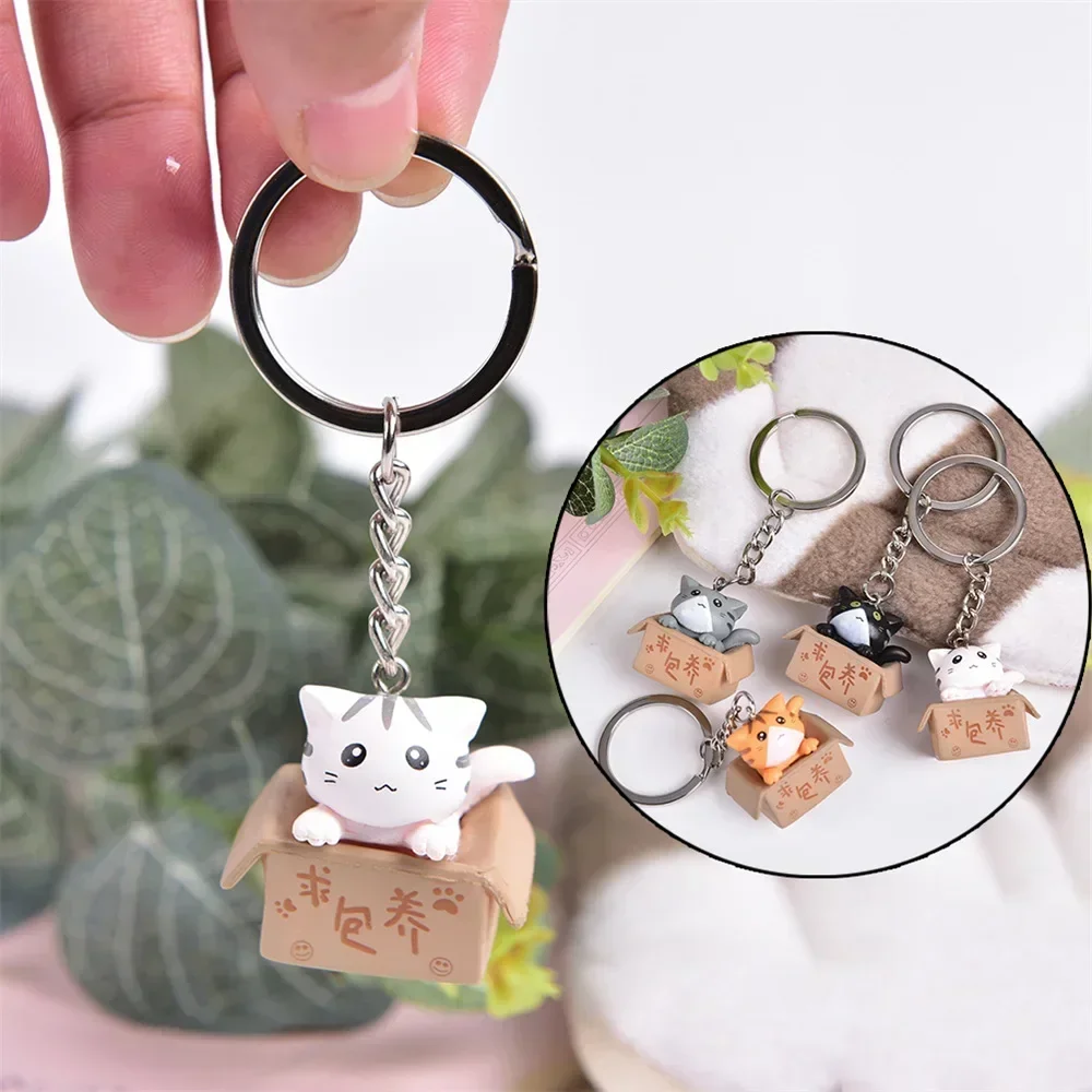 cat keeping small cardboard box keyring For JEEP Grand Cherokee Commander Renegade Liberty Compass Patriot Rubicon Wrangler Tj