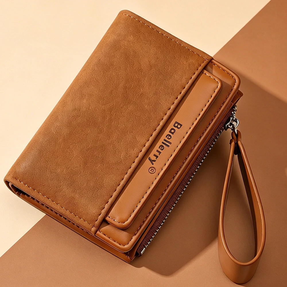 New Women's Short Wallets High Quality Simple Frosting Card Holder Big Capacity Zipper Female Coin Purses Money Clips For Girls
