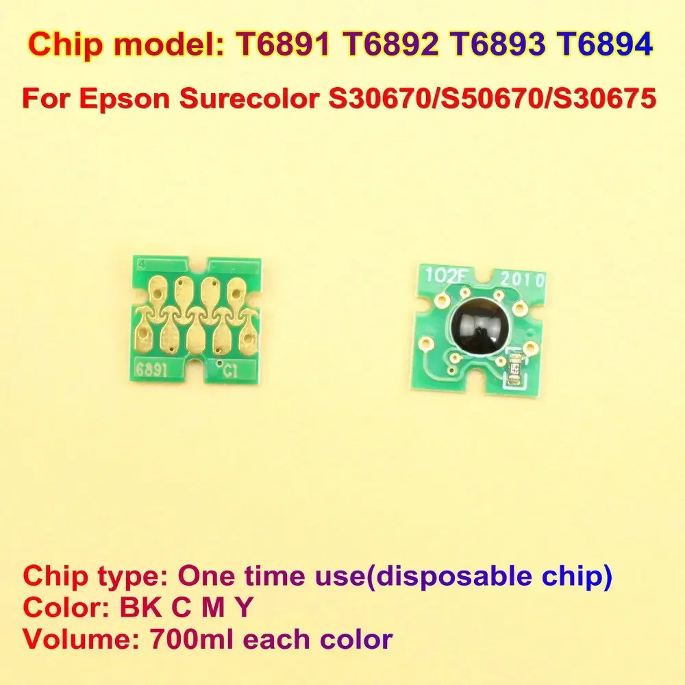 T6891-T6894 Printer Cartridge Chip One Time Use Chips For EPSON SureColor S30670 S50670 S30675 Ink Cartridge Disposable IC Chip