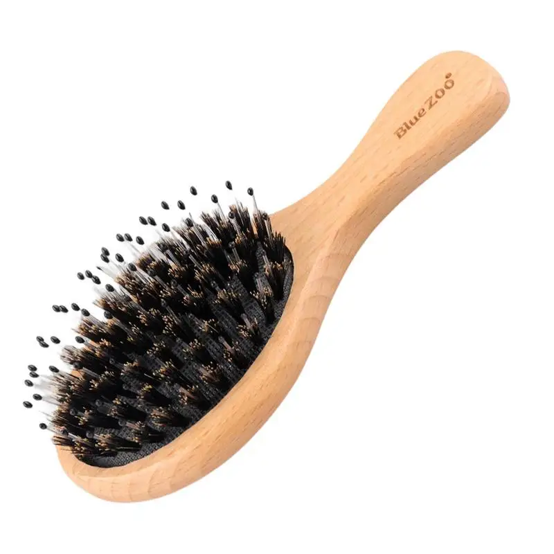 Haarborstel met varkenshaar voor vrouwen Varkenshaar Flyaway-haarkamborstel met houten handvat Persoonlijke kapsel Verzorgingsaccessoires