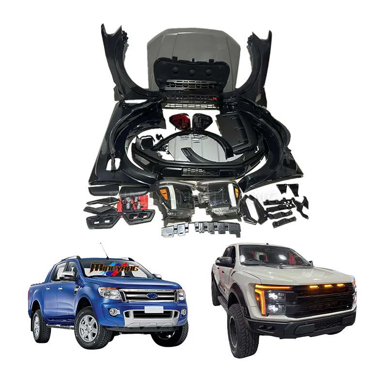 

Auto 2025 F150 Front Bumpers Bonnet LED Lights Bodykit 2012-2021 for Ford Ranger Body Kit