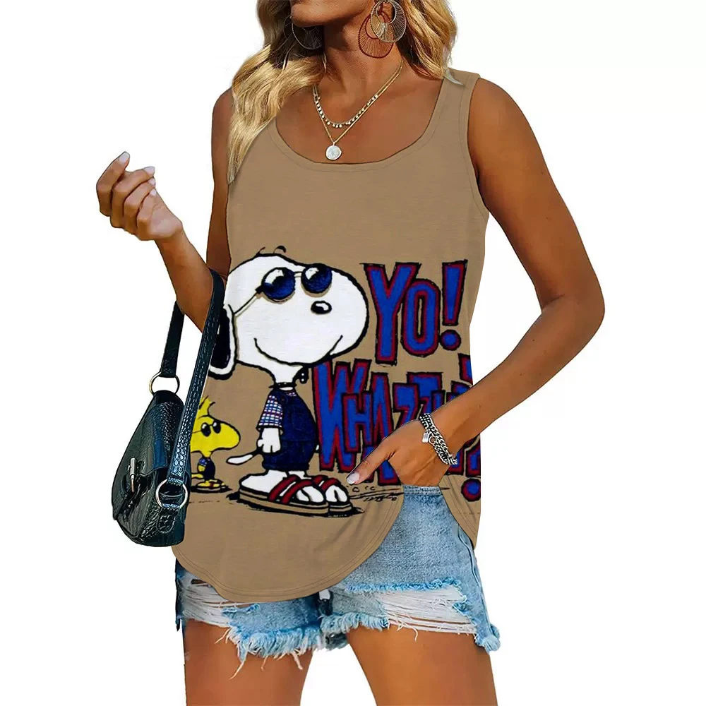 

Women's sleeveless vest Kawaii U-neck s-3XL Snoopy cute high-quality 3D printed new youth women's clothing