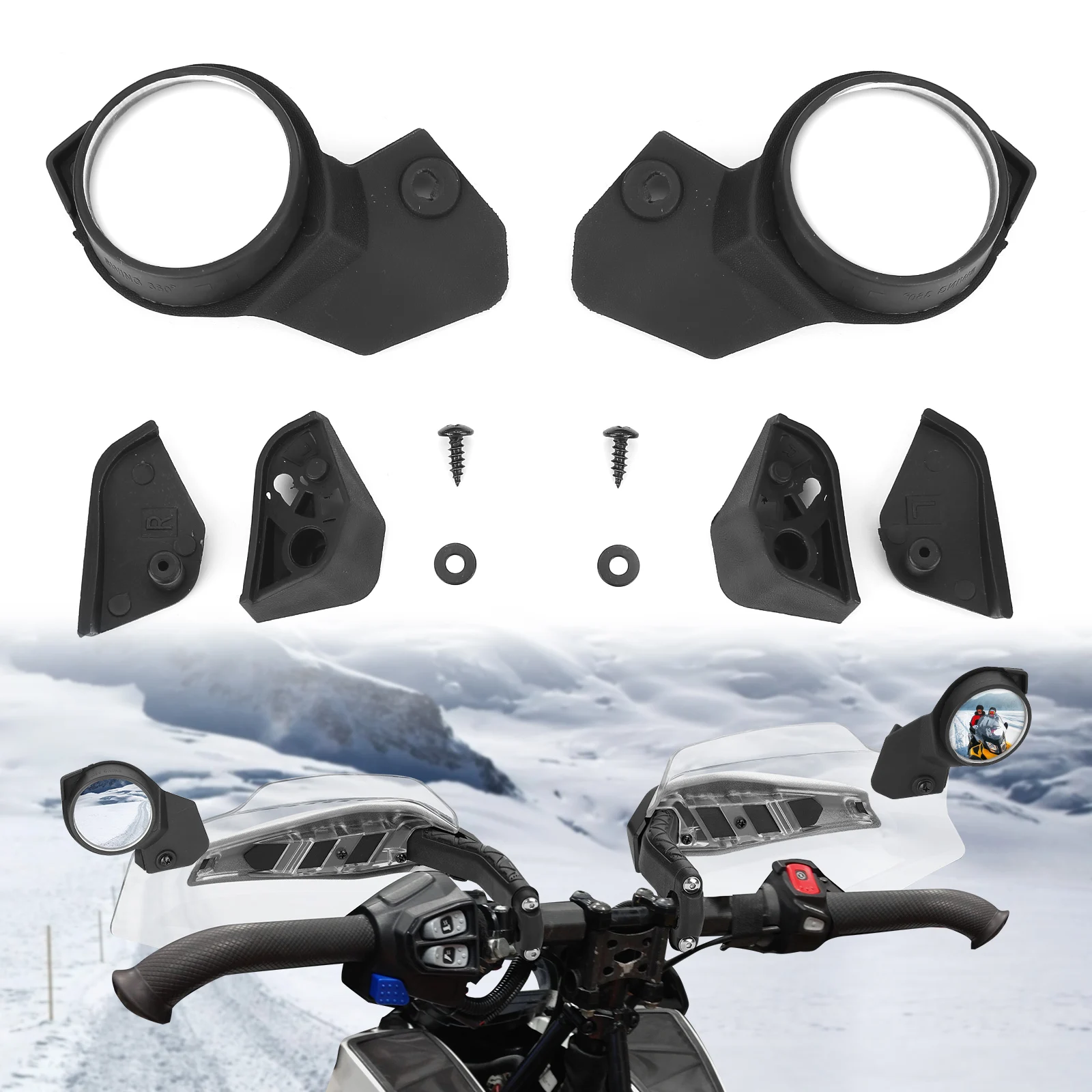 Snowmobile Rearview Mirrors Handguard Mirror Wind Deflector Mount for Ski-Doo REV Gen5 Neo REV Gen4 XS XM XP XR XU #‎860200893