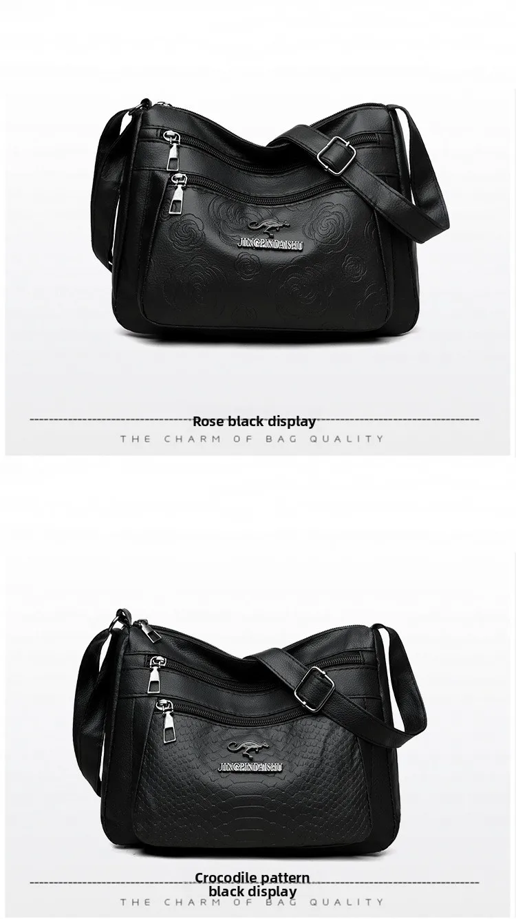 Klassisches Buchstaben-M-Design, mehrlagige Reißverschlusstasche, einzelne Schulter-Crossbody-Taschen für Damen, täglicher Gebrauch, Arbeit, Reisen, Ausflug, Party – Detail 22