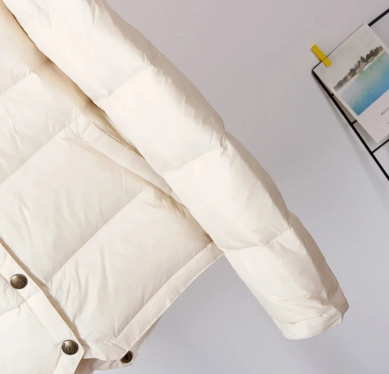 المرأة الأبيض بطة أسفل سترة البيسبول معطف عارضة الخريف الشتاء أبلى قصيرة للأزياء النسائية #3