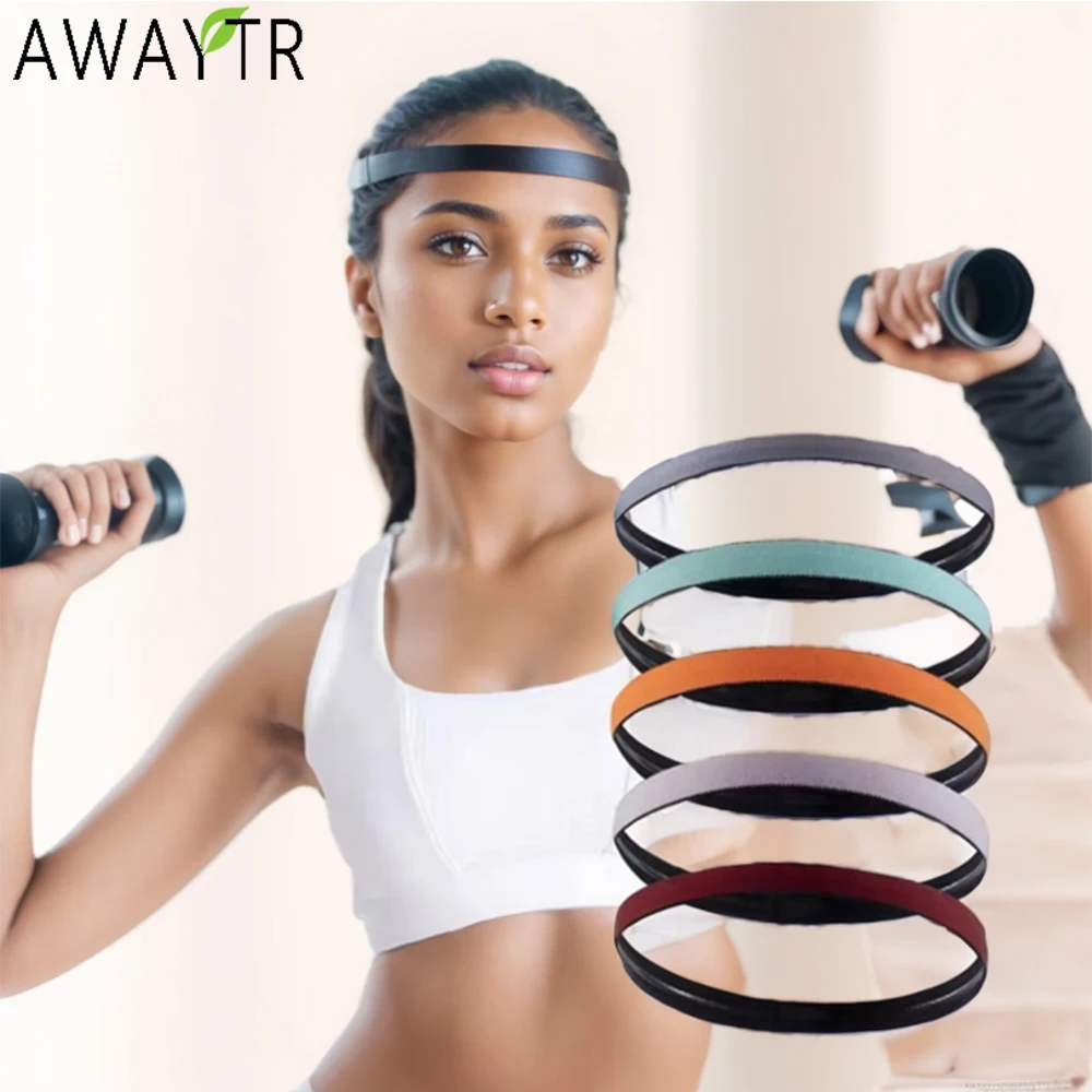 AWAYTR Solid Color Sports Hairbands Elastic Hair Band Hoop Fitness Head Band Hair Accessories Sport Headwear