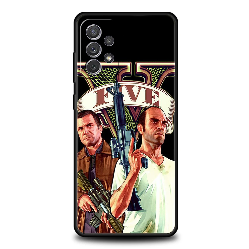 Чехол для телефона Grand Theft Auto GTA 5Game для Samsung Galaxy A15 A14 A25 A54 A34 A51 A71 A72 A73 A32 A52 A52S A11 A21S 5G Soft Shell