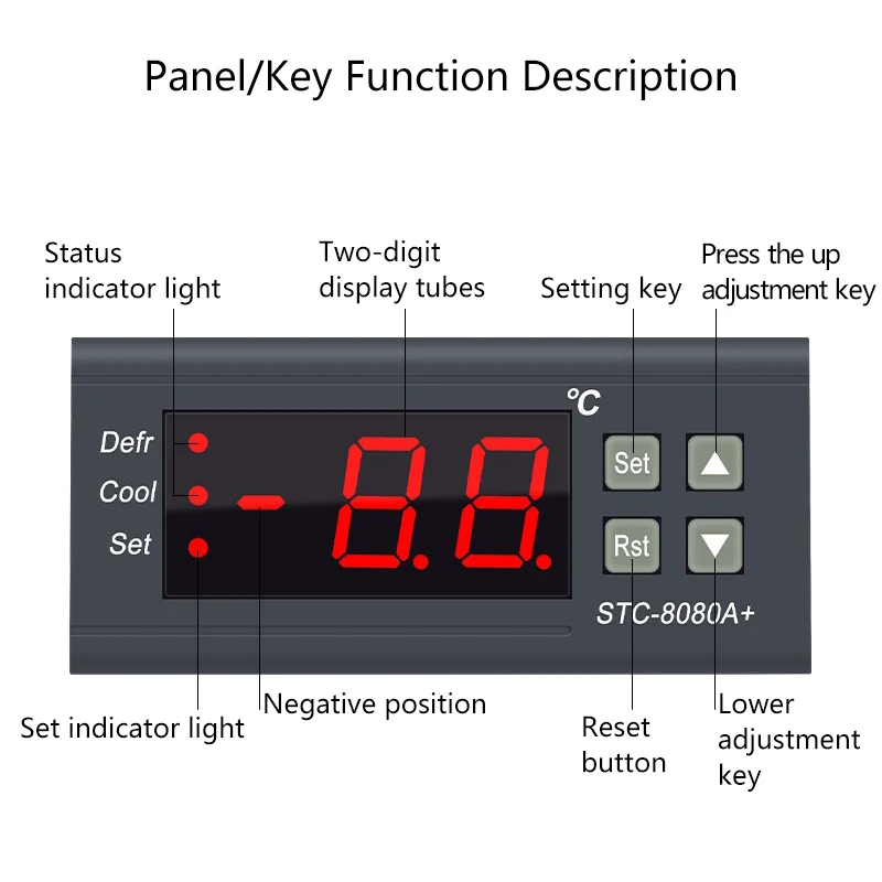Thermostat STC-8080A + Cold Storage Refrigeration Freezer Cabinet Temperature Switch for Defrosting and Displayed Intelligent Co