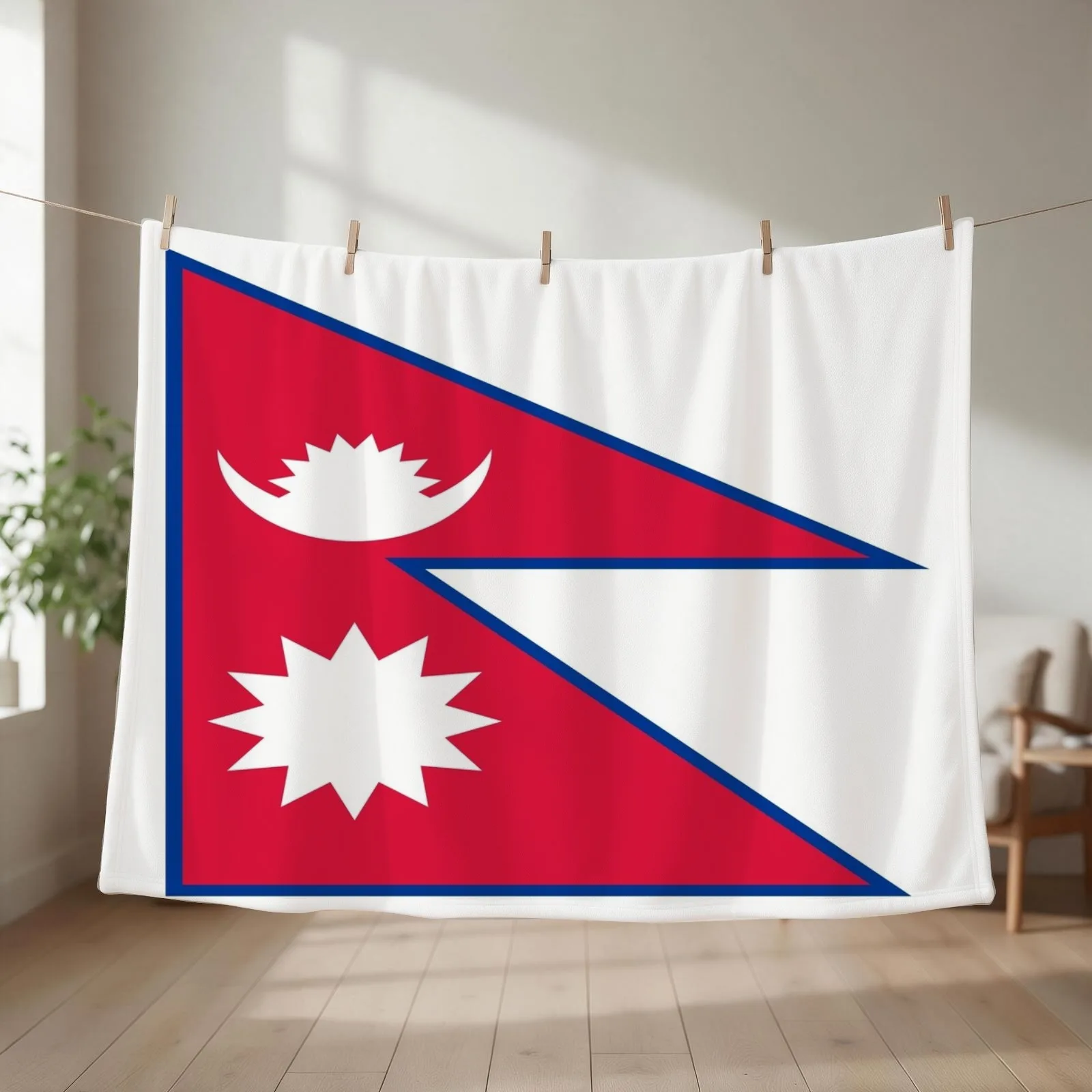 Superb Flag Of Nepal and its red and white colors. Throw Blanket couch cozy soft plush fuzzy picnic outdoor blanket