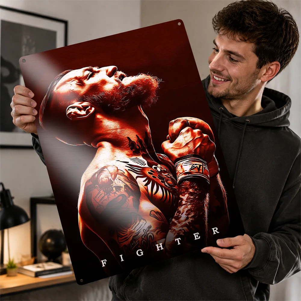 Conor McGregor Fighter Portrait Aluminum Poster Dynamic Wall Art For Training Studio Personalized Metal Sign Housewarming Gift