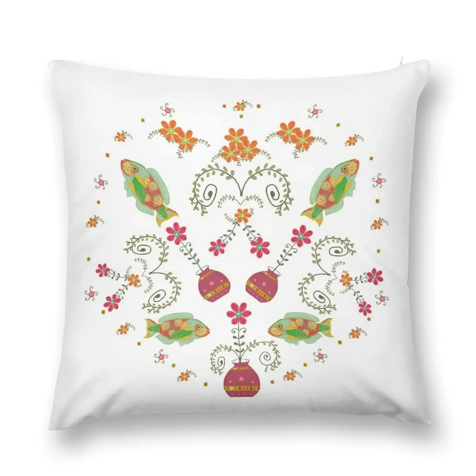 

Fishes & Flowers Mandala Boho Throw Pillow Pillow Decor autumn decoration Decorative Cushions For Living Room pillow