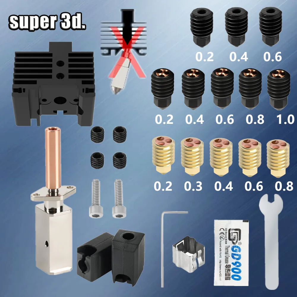 

Для Bambu lab Hotend Kit V2.0 версия Обновление Bi Metal Heatbreak термистор закаленная сталь CHT сопло 500 °C для Bambu lab x1 P1P