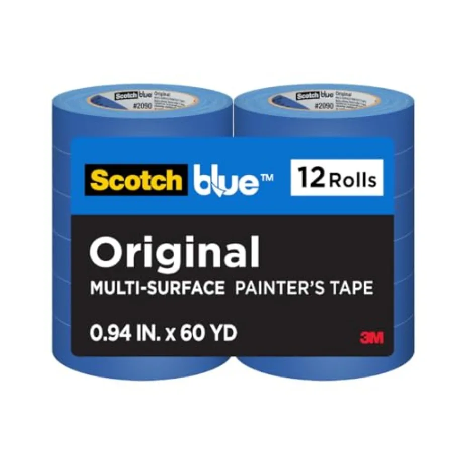 

Original Multi-Surface Painter's Tape 0.94 Inches x 60 Yards 12 Rolls Blue Paint Tape Protects Surfaces and Removes Easily Mult