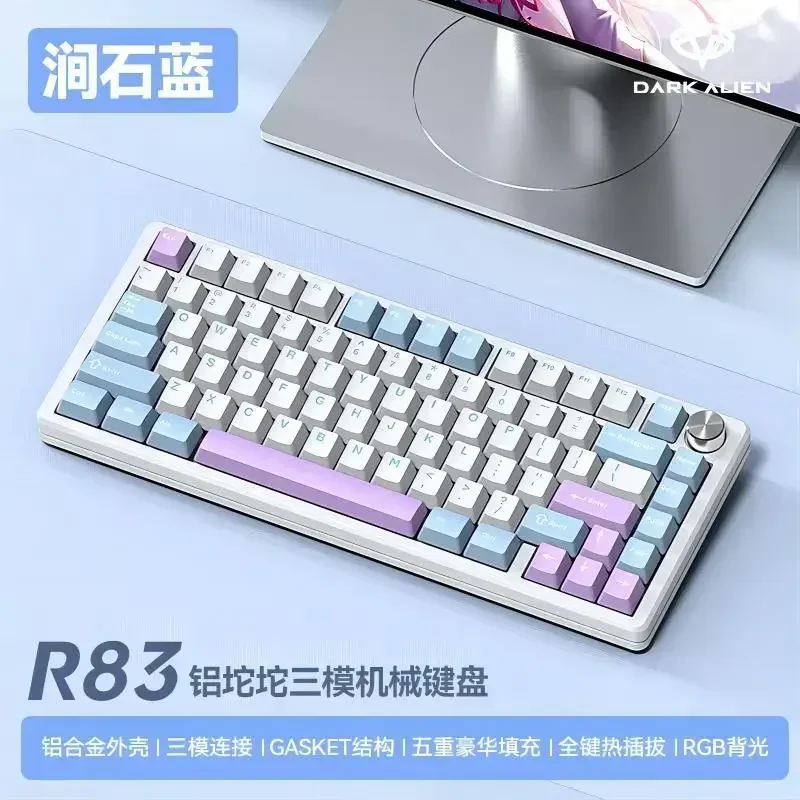 Imagem -02 - Escuro Alien-r83 Teclado Mecânico sem Fio Bluetooth Hot Swap Personalizado Esport Jogos Presentes Modo 2.4g 81 Chaves