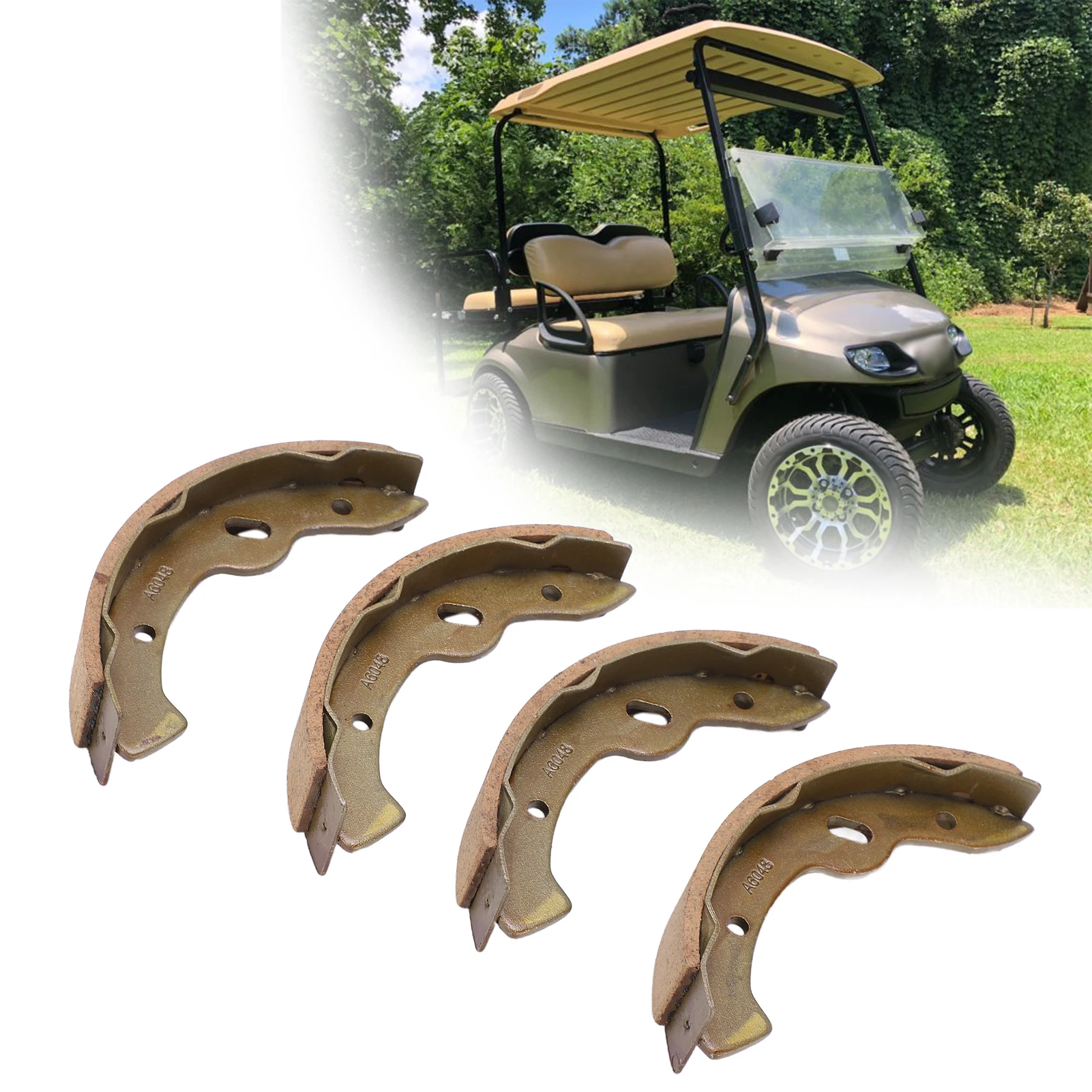 27943G01 4Pcs Brake Shoes Wear-resistant Brake Pad Fit for EZGO Golf Cart 1997Up