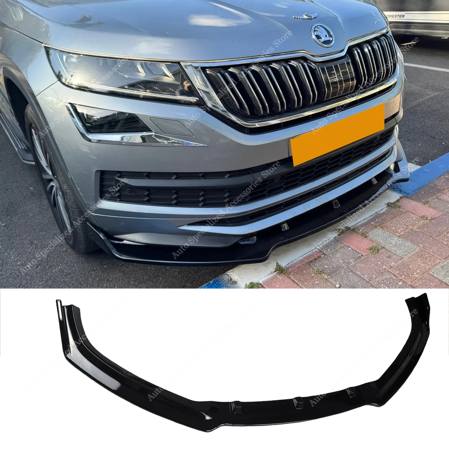 

Gloss Black ABS Front Bumper Lip Spoiler Splitter Diffuser Retrofit For Skoda KODIAQ MK1 Sportline/VRS 2017-2021 Pre-Lci Tuning