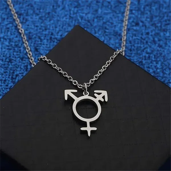 Transgender Symbol Pendant Necklace Male Female Trans Gender Sign Stainless Steel Lgbt Queer Bisexual Lesbian Gay Chain Choker