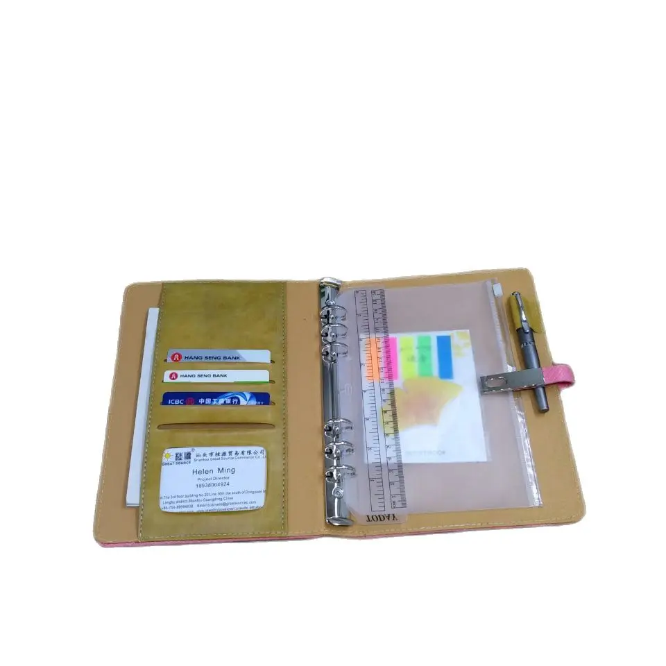 Makeasy Record Notebook Cover B5 Loose Leaf Paper Binder Folder Writing Color Ballpoint Document Pocket Gift Set School Binder