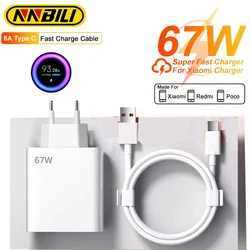 NNBILI 67W  Fast Charging USB C Charger For Xiaomi Mi 13 12 Pro Redmi Note 12 Turbo Poco F5 Pro USB Type C Phone Charge Cable