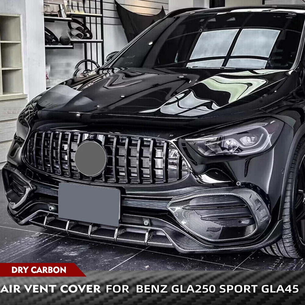 For Mercedes-Benz H247 GLA250 Sport GLA35 GLA45 AMG 2020 2021 Prepred Dry Carbon Fiber Car Front Canards Lip Air Vent Covers