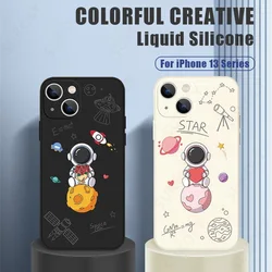 Couple Astronaut Liquid Silicone Case For iPhone 17e 17 Pro Max 16 15 14 13 12 Pro Max 16e 11 ShockProof Soft TPU Phone Cover