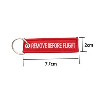 7.7x2cm Mini Red Remove Before Flight Keychain For Aviation Gift Promotion Motorcycle Key Tag Woven Label Key Chain For Crew
