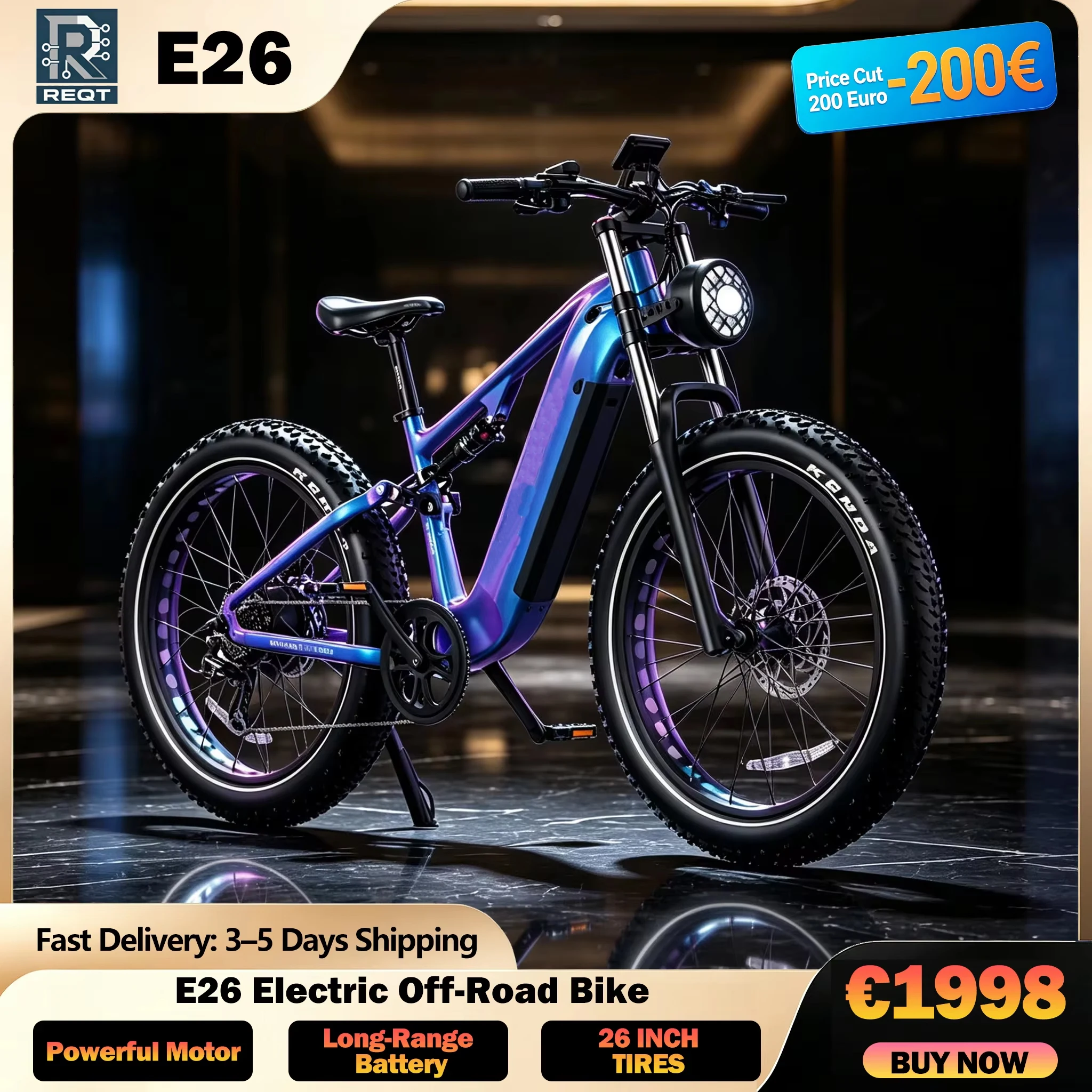 D26 Elektrofahrrad 48V20AH 750W 26X4 Zoll Fatbike 8-Gang Hydraulische Bremsen Multifunktions-LCD mit Bluetooth E-Bike-App