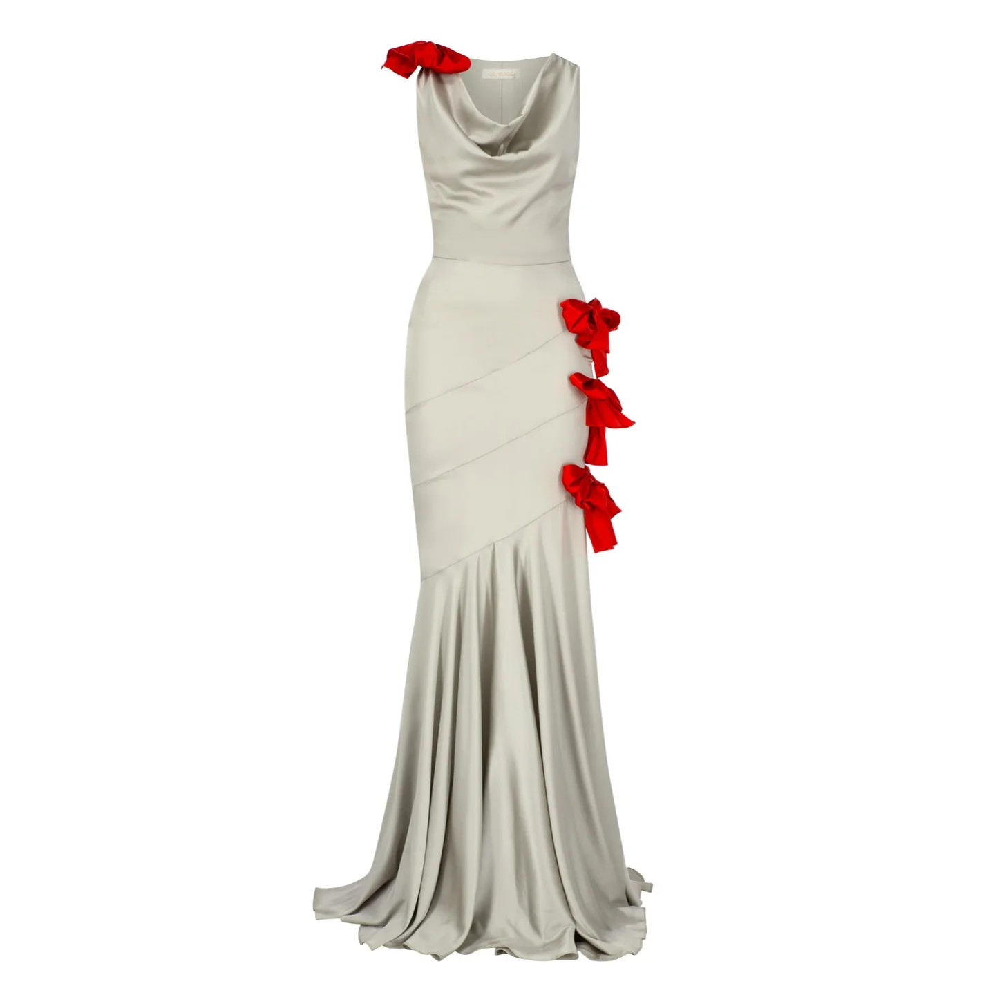 Customized Graceful Satin Mermaid 3D Bow Evening Dress High Quality Sleeveless O-neck Floor Length Party Gowns Custom Size