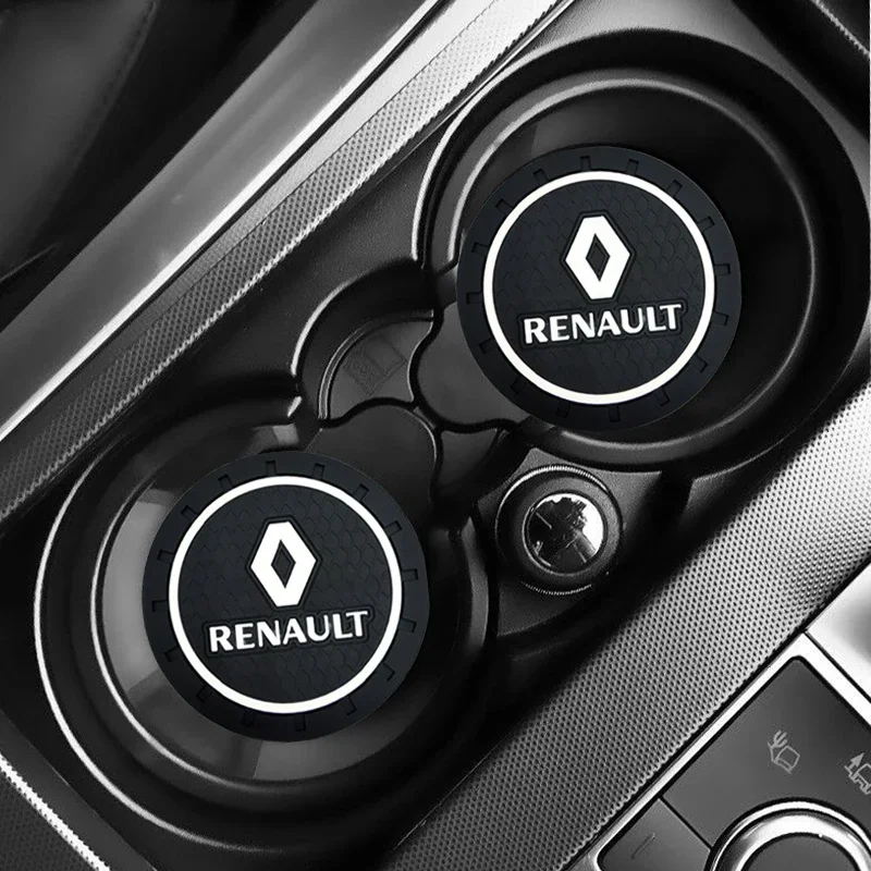 

Car Coaster Water Cup Slot Non-Slip Mat Pad Emblem Interior For Renault Megane 2 3 4 Twingo Clio Talisman Captur Trafic Kwid RS