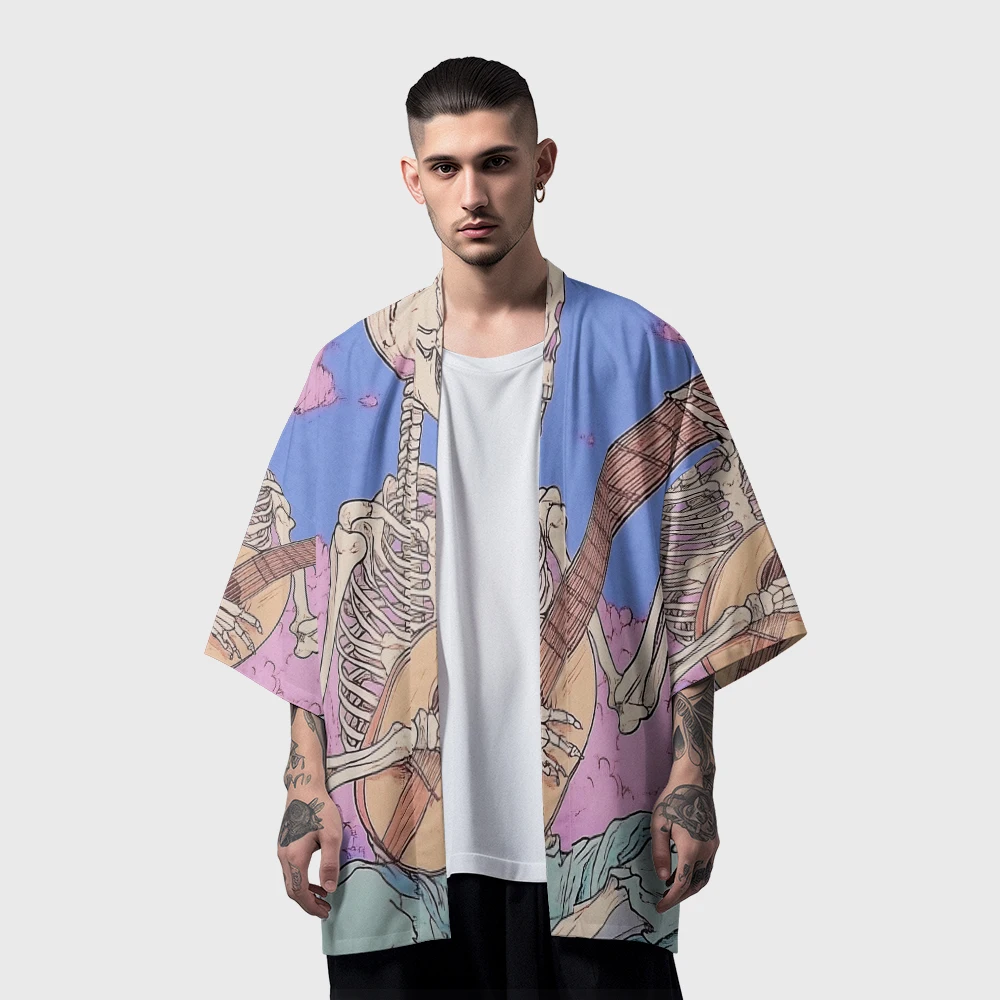 Summer Kimono Men Fashion Shirt Women Beach Cardigan Retro Kimono Cosplay Yukata Haori Japanese Clothes Bathrobes Jacket