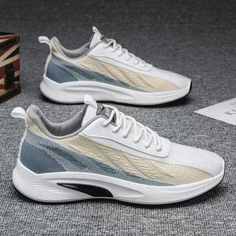 

Мужские повседневные кроссовки, дышащие кроссовки, мужские вязаные нескользящие теннисные туфли, мужская обувь на шнуровке, удобная прогулочная обувь Tenis